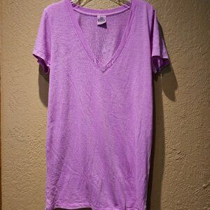 Victoria Secrets V-Neck Purple T-Shirt Short Sleeve